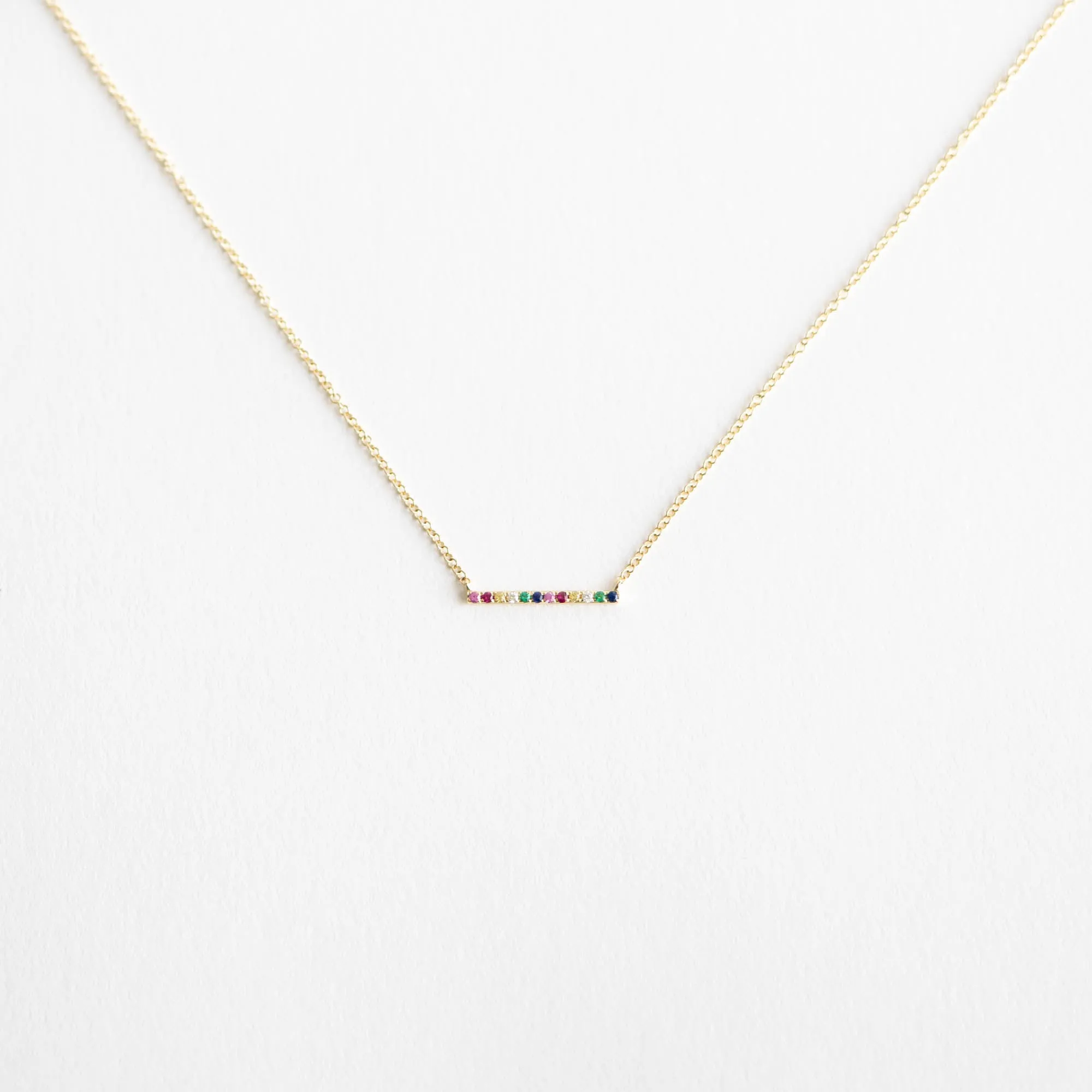 Mackenzie Rainbow Sapphire and Diamond Bar Necklace