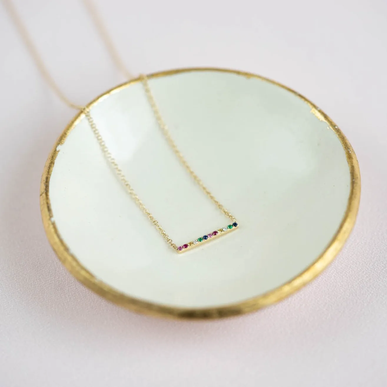 Mackenzie Rainbow Sapphire and Diamond Bar Necklace