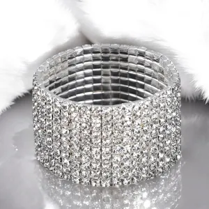 MADISON - clear 10 row stretch rhinestone bracelet (silver)