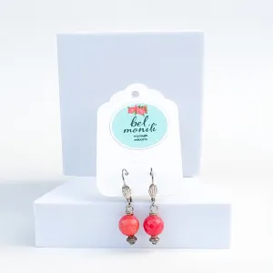 Magenta drop earrings