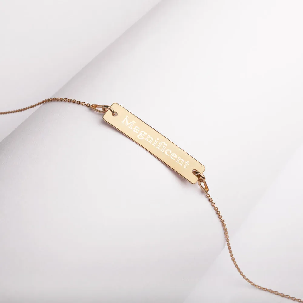 “Magnificent” Engraved Self-Affirmation Bar & Chain Necklace