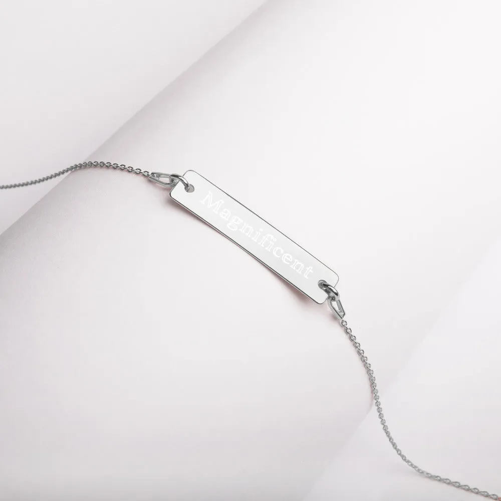 “Magnificent” Engraved Self-Affirmation Bar & Chain Necklace