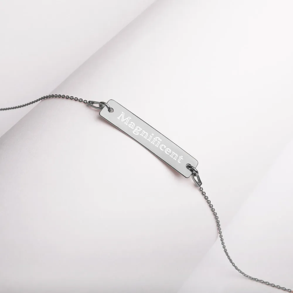 “Magnificent” Engraved Self-Affirmation Bar & Chain Necklace