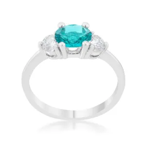 Mariah 1.2ct CZ Rhodium Aqua Simple Classic Ring
