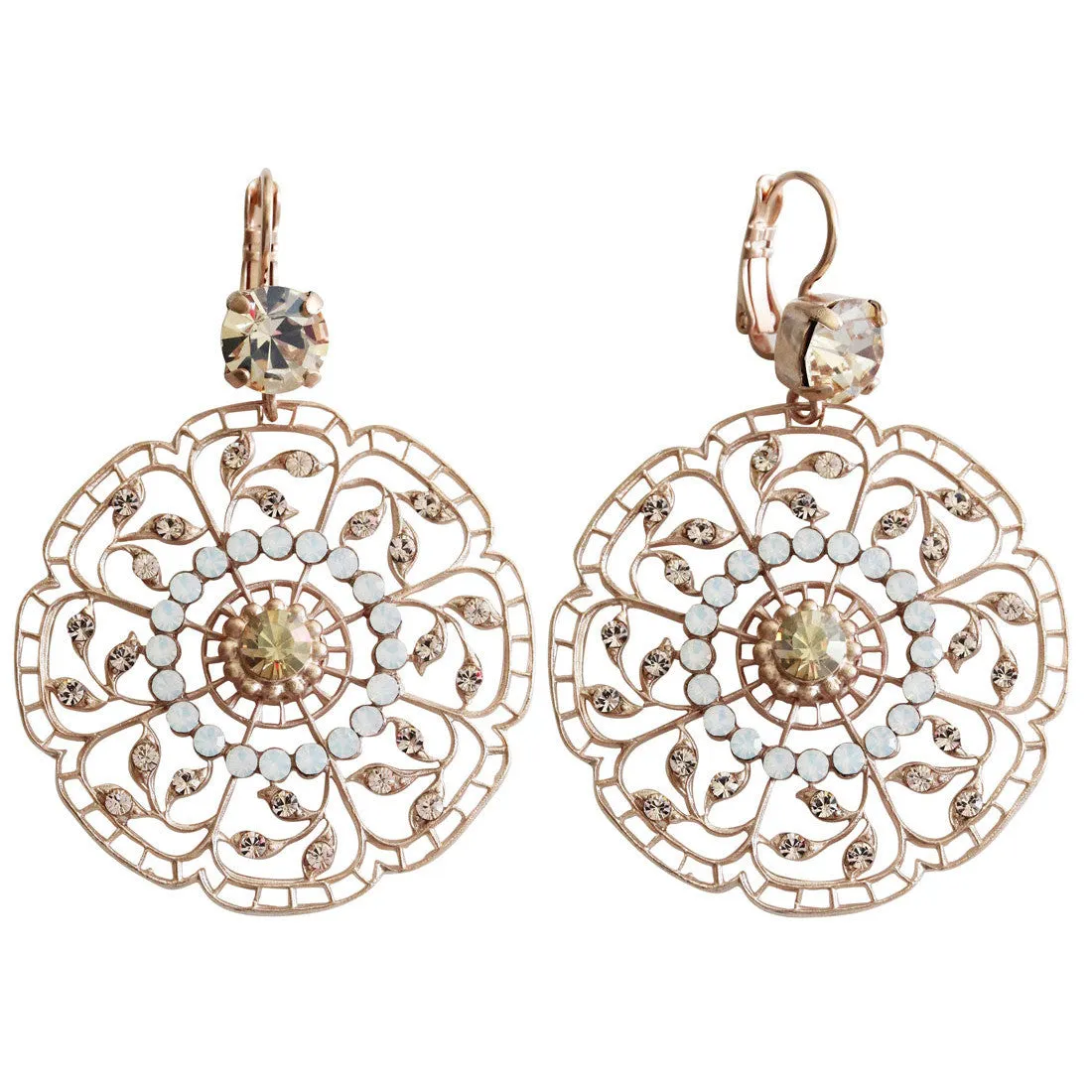 Mariana "Kalahari" Rose Gold Plated Filigree Floral Crystal Earrings, 1210 1078mr
