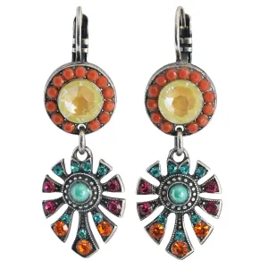 Mariana "Masai" Silver Plated Monstera Leaf Dangle Crystal Earrings, 1514/3 1077