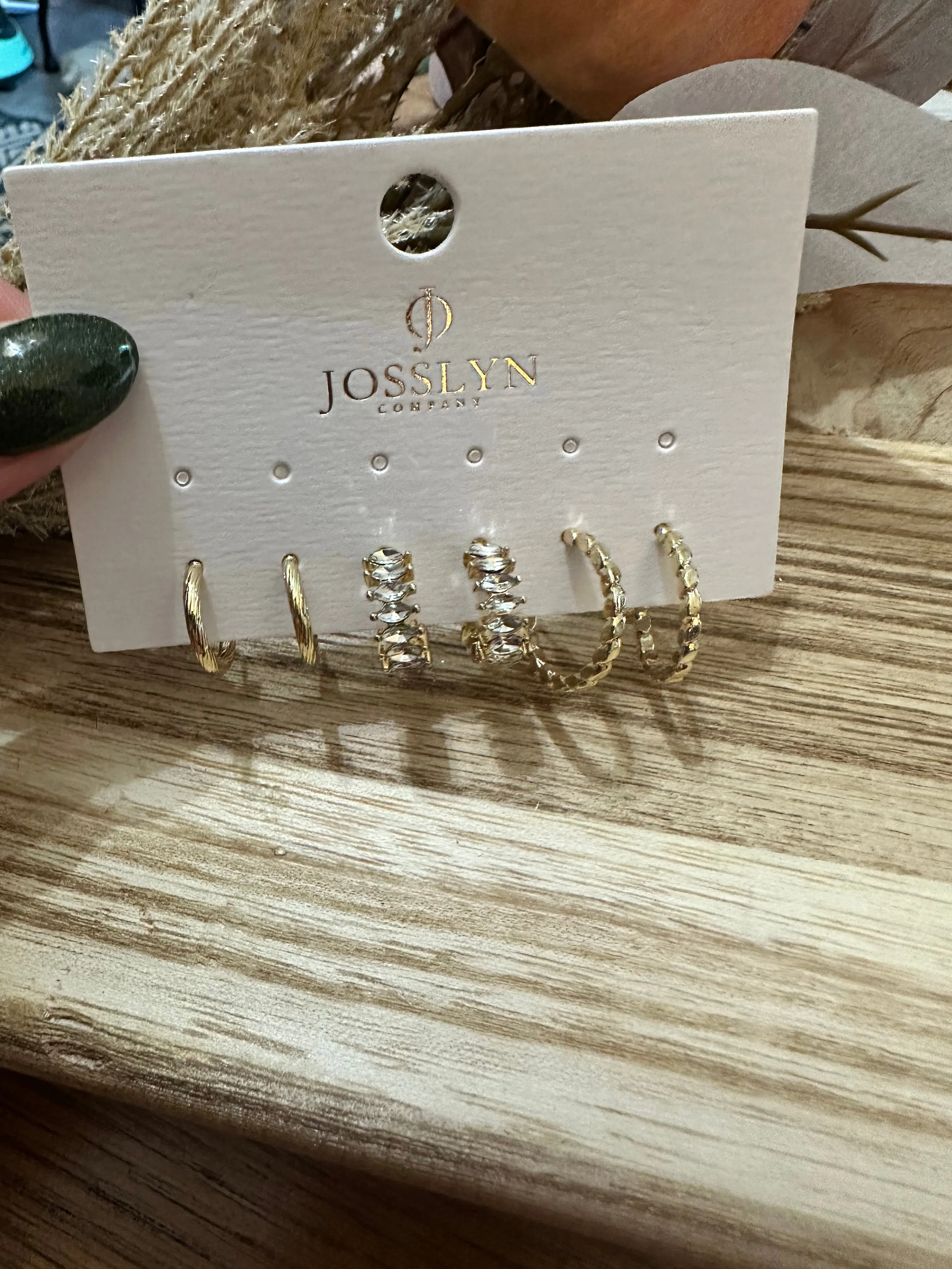 Marquise Etched Mini Hoop Trio