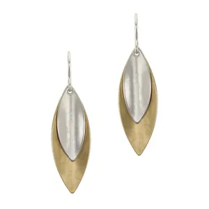 Medium Double Long Layered Leaves Wire Earrings