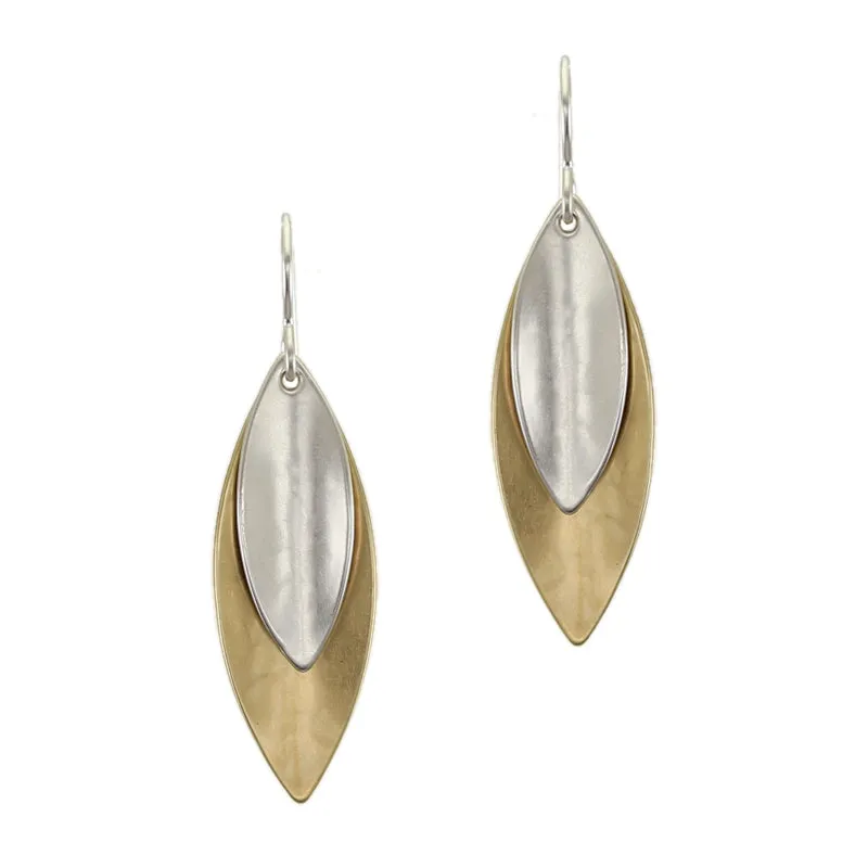 Medium Double Long Layered Leaves Wire Earrings