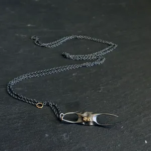 Medium Skate Egg Case Ruthie B. Necklace with Barnacles