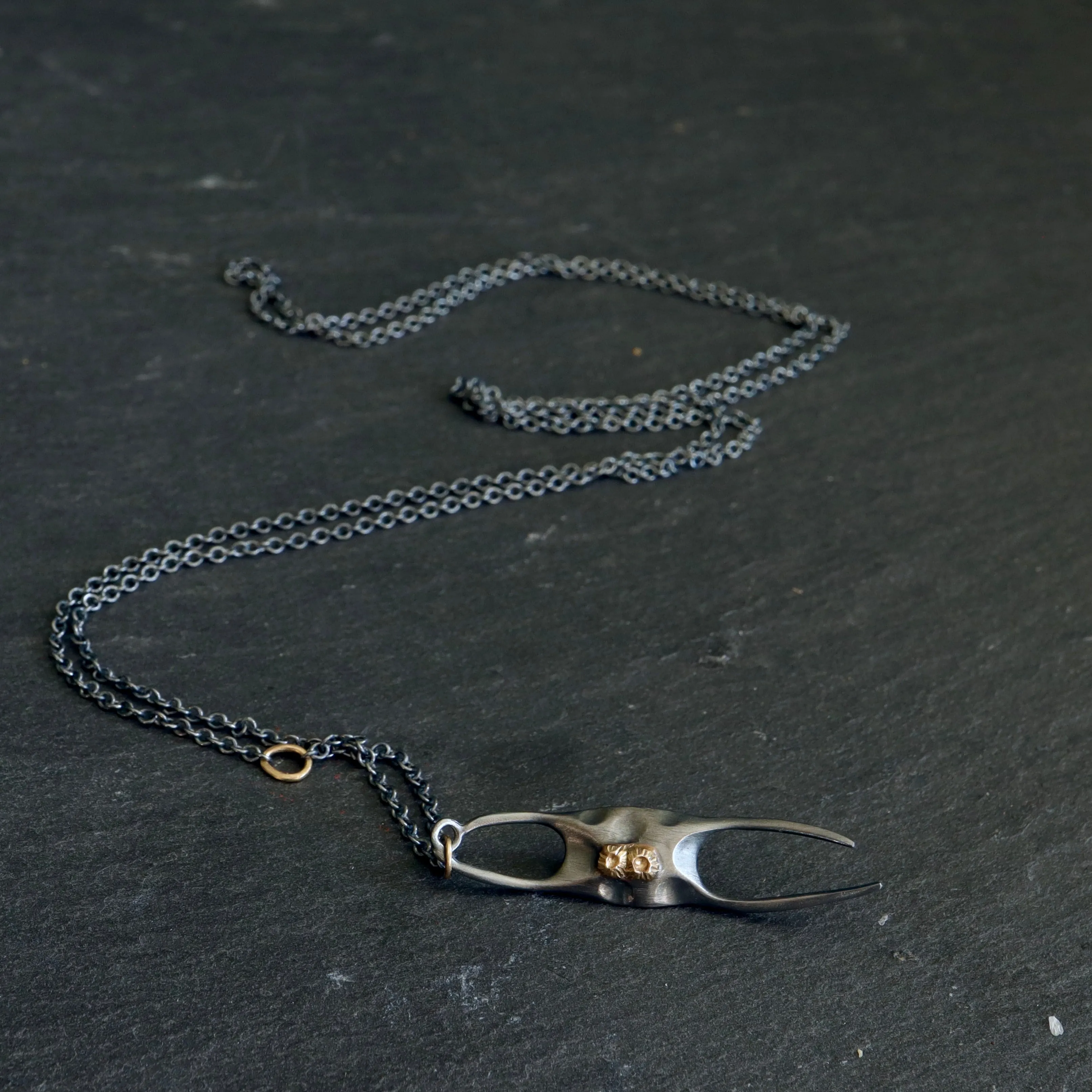 Medium Skate Egg Case Ruthie B. Necklace with Barnacles