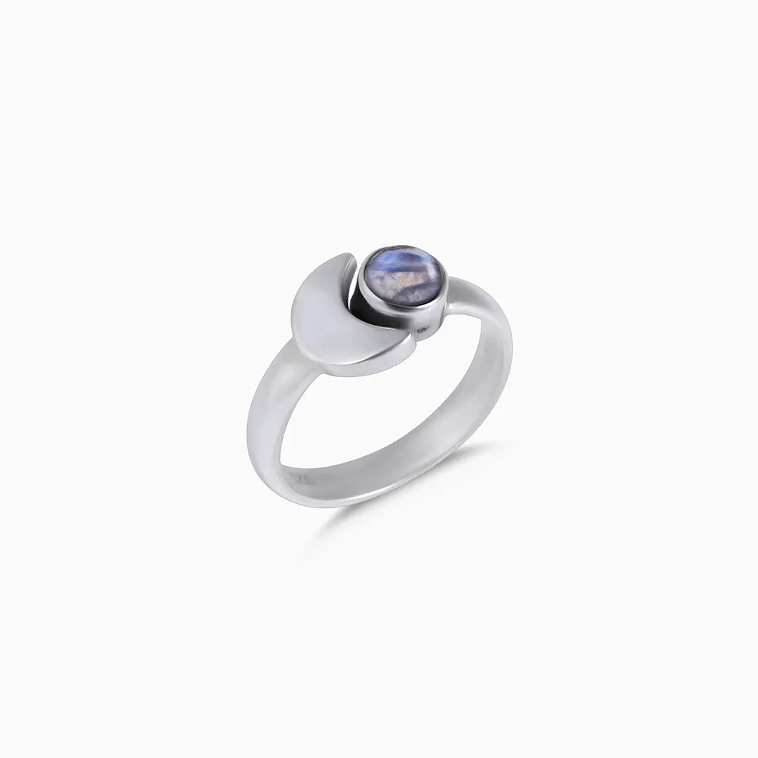 Melting Labradorite Simple Silver Ring