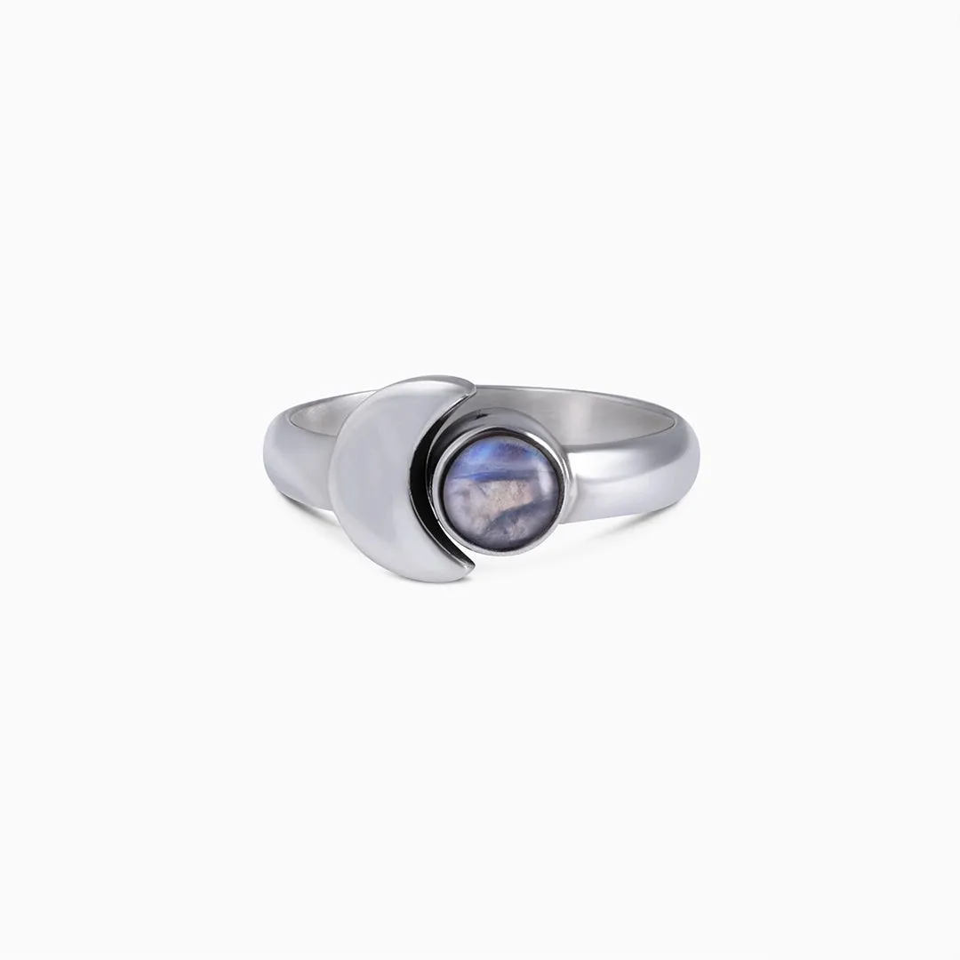 Melting Labradorite Simple Silver Ring