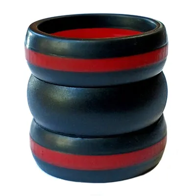 Men's 8mm Red Line Combo Silicone Bands, Size 12 (91636)