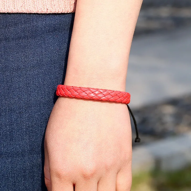 Men's Leather Bracelet Braided Adjustable Accessory
