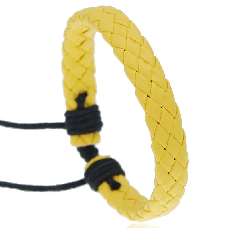 Men's Leather Bracelet Braided Adjustable Accessory