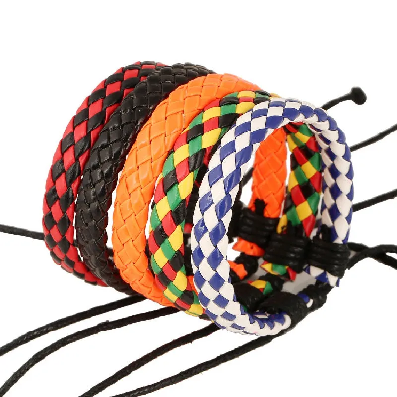Men's Leather Bracelet Braided Adjustable Accessory