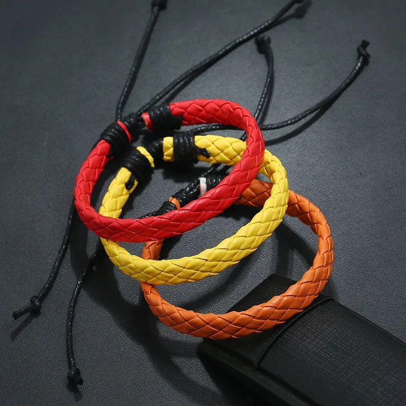 Men's Leather Bracelet Braided Adjustable Accessory