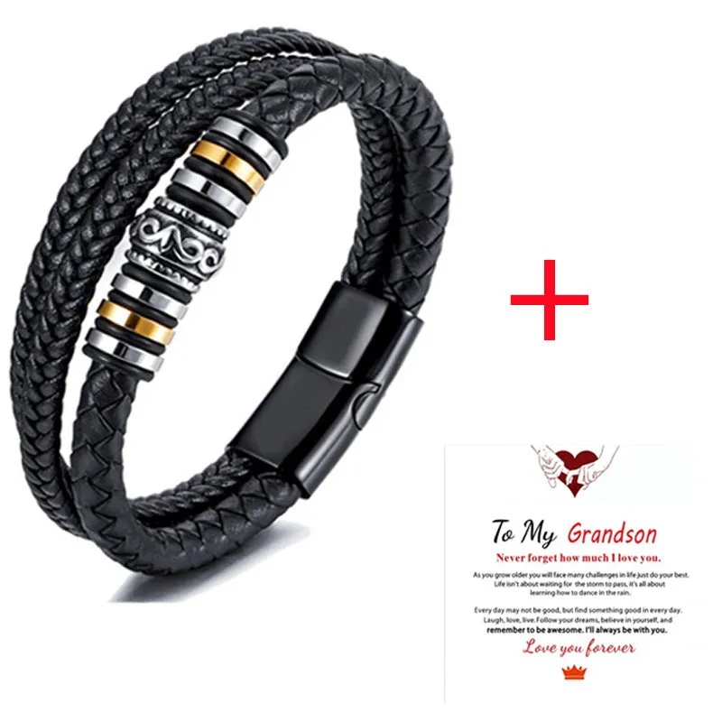 Men's Stainless Steel Braided Leather Bracelet