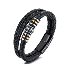 Men's Stainless Steel Braided Leather Bracelet