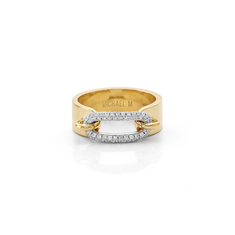 Michael M Two Tone Pave Luxe Link Ring F360PV