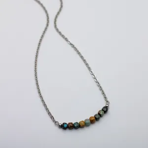 Microfaceted Cube Turquoise Bar Necklace