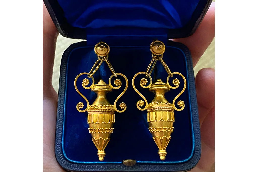 Mid-Victorian Gold Amphora Earrings