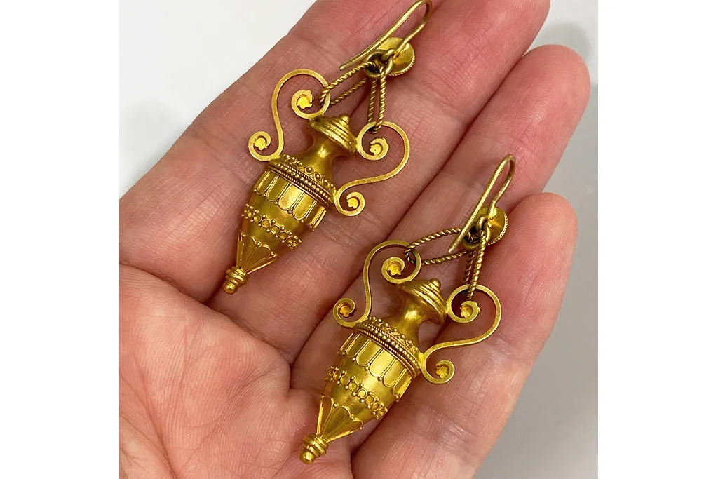 Mid-Victorian Gold Amphora Earrings