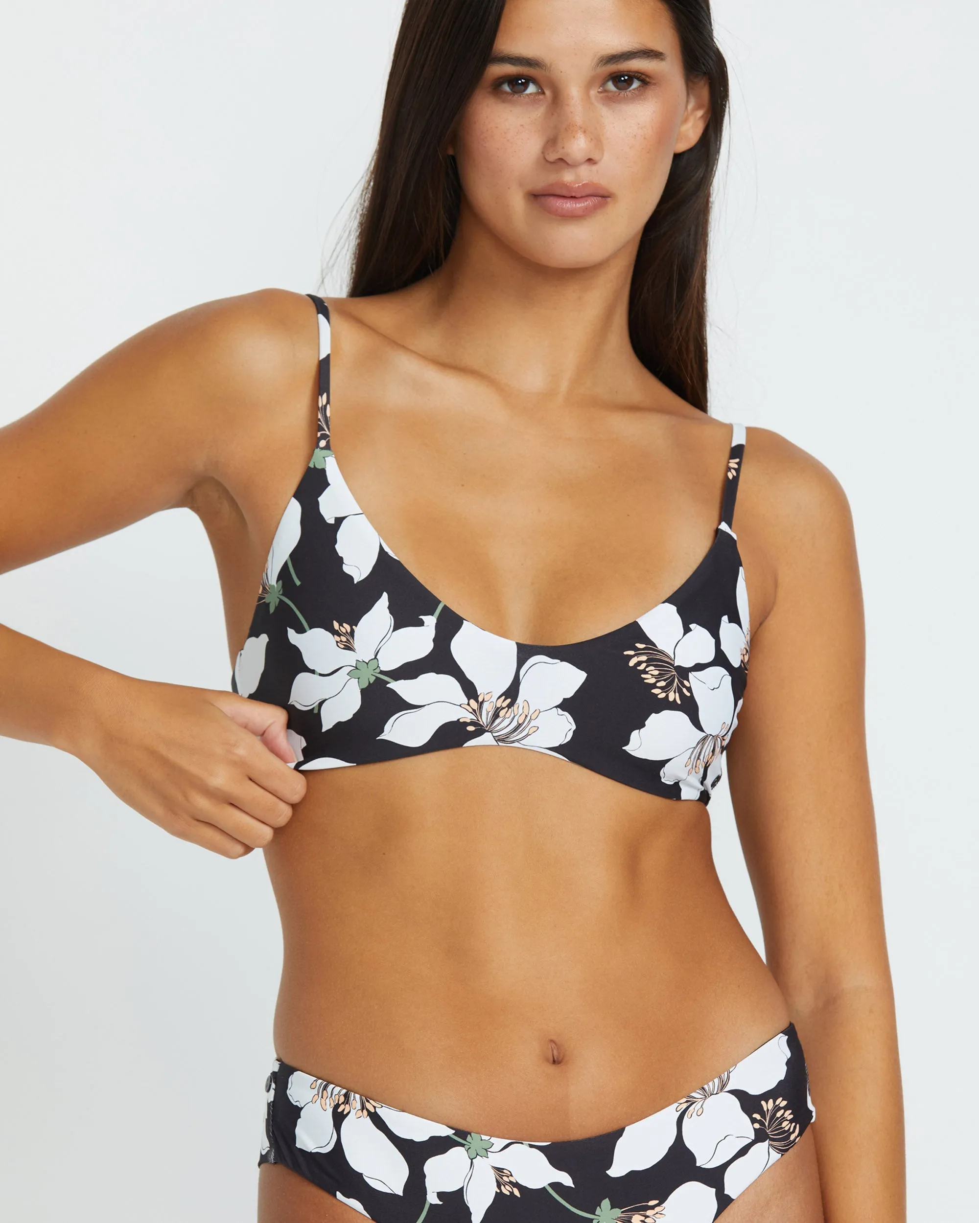 Midnight Lily Bikini Top - BLACK