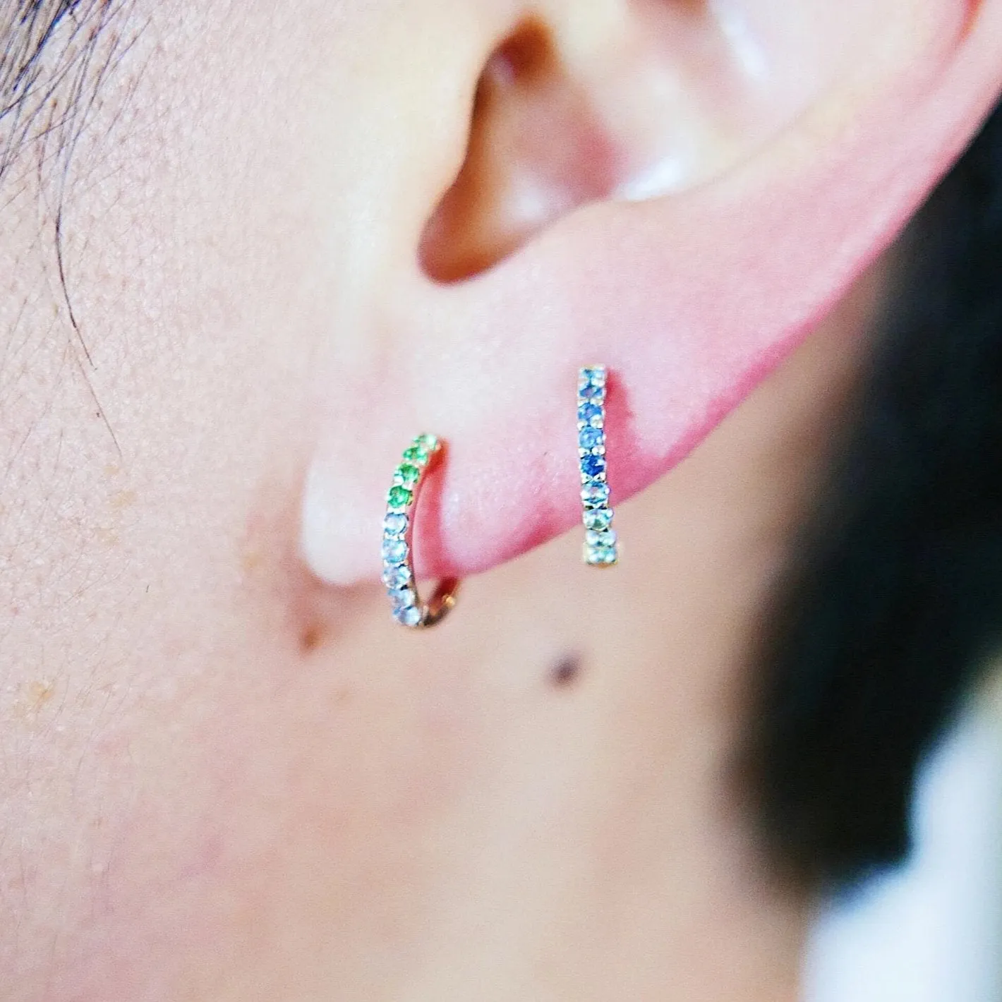 Mini Bi-Color Hoop Earring