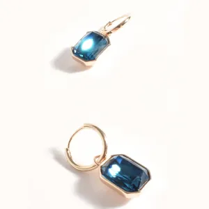 Mini Jewel Drop Earrings (Teal/Gold)