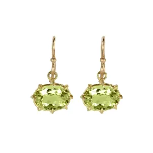 Mini Oval Faceted Peridot Earrings