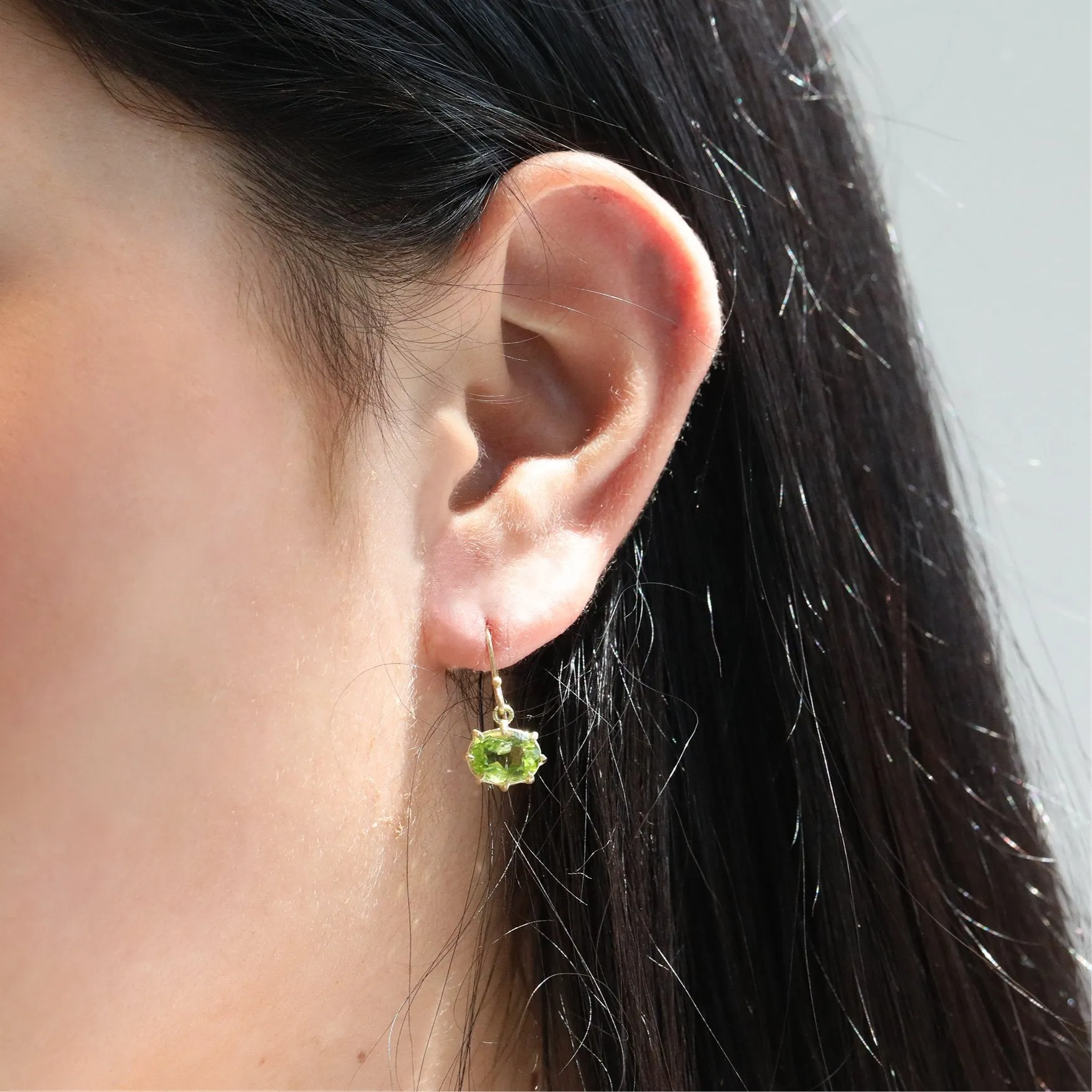 Mini Oval Faceted Peridot Earrings