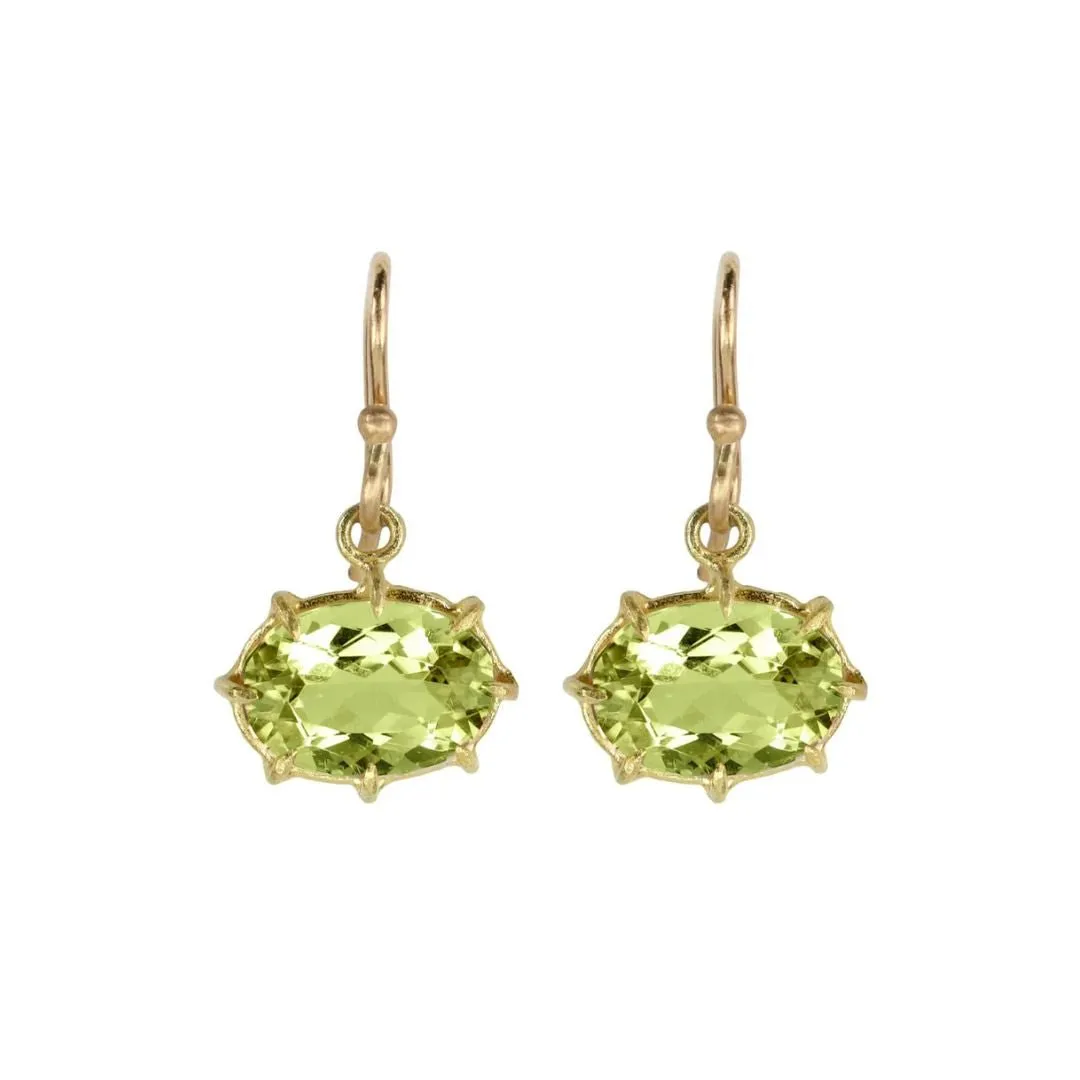 Mini Oval Faceted Peridot Earrings
