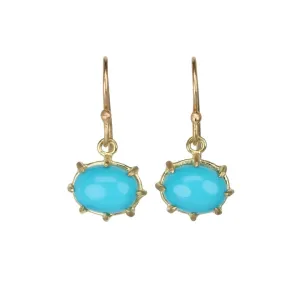 Mini Oval Sleeping Beauty Turquoise Earrings