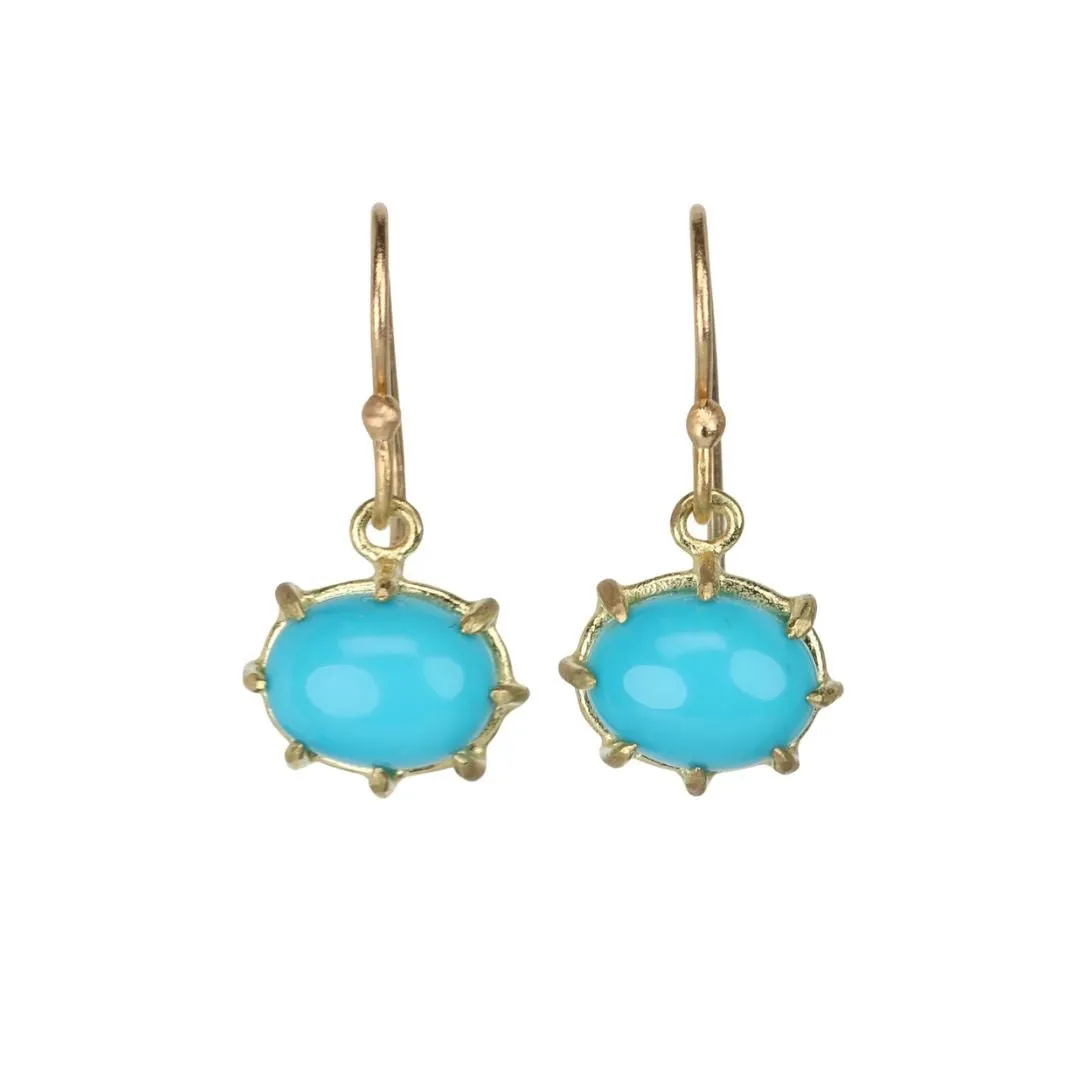 Mini Oval Sleeping Beauty Turquoise Earrings