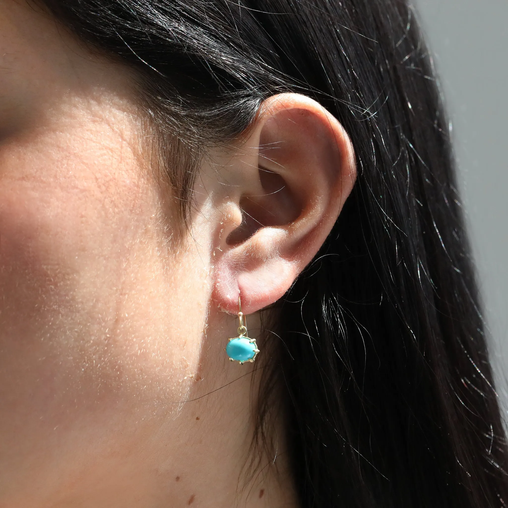 Mini Oval Sleeping Beauty Turquoise Earrings