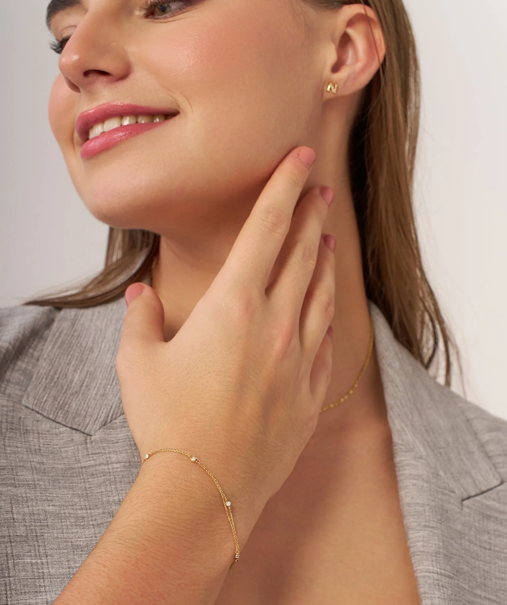 Minimalist Diamond Charm Bracelet
