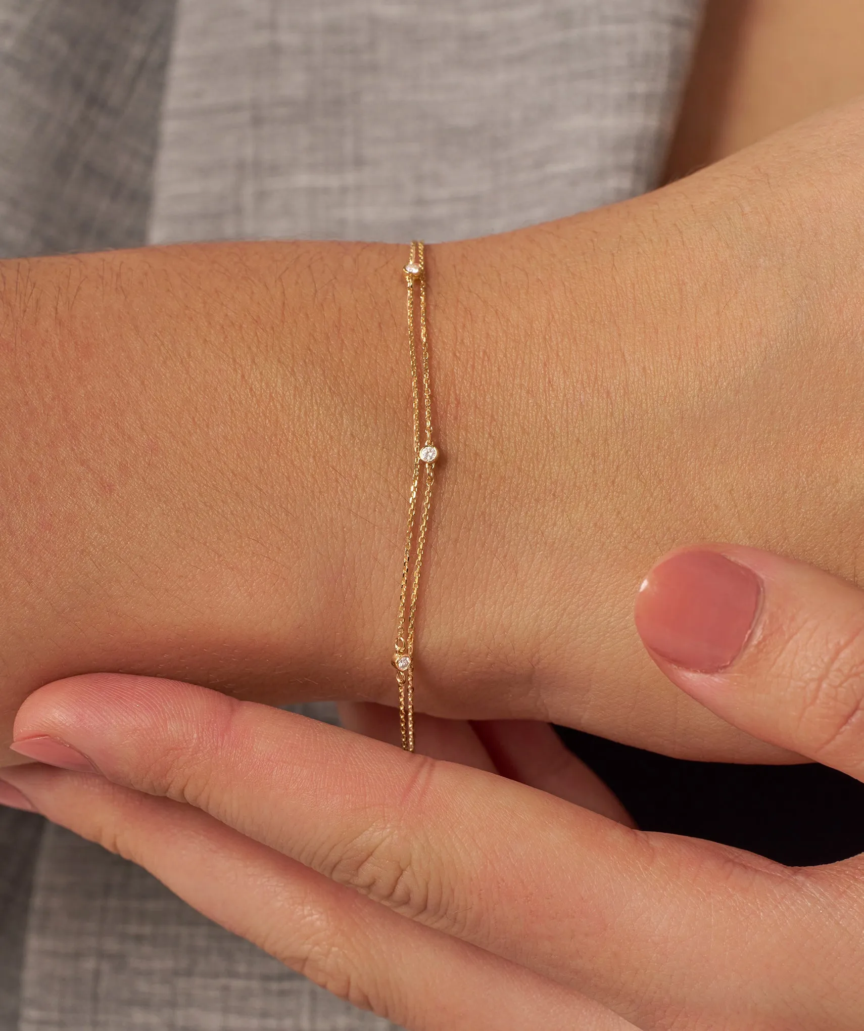 Minimalist Diamond Charm Bracelet