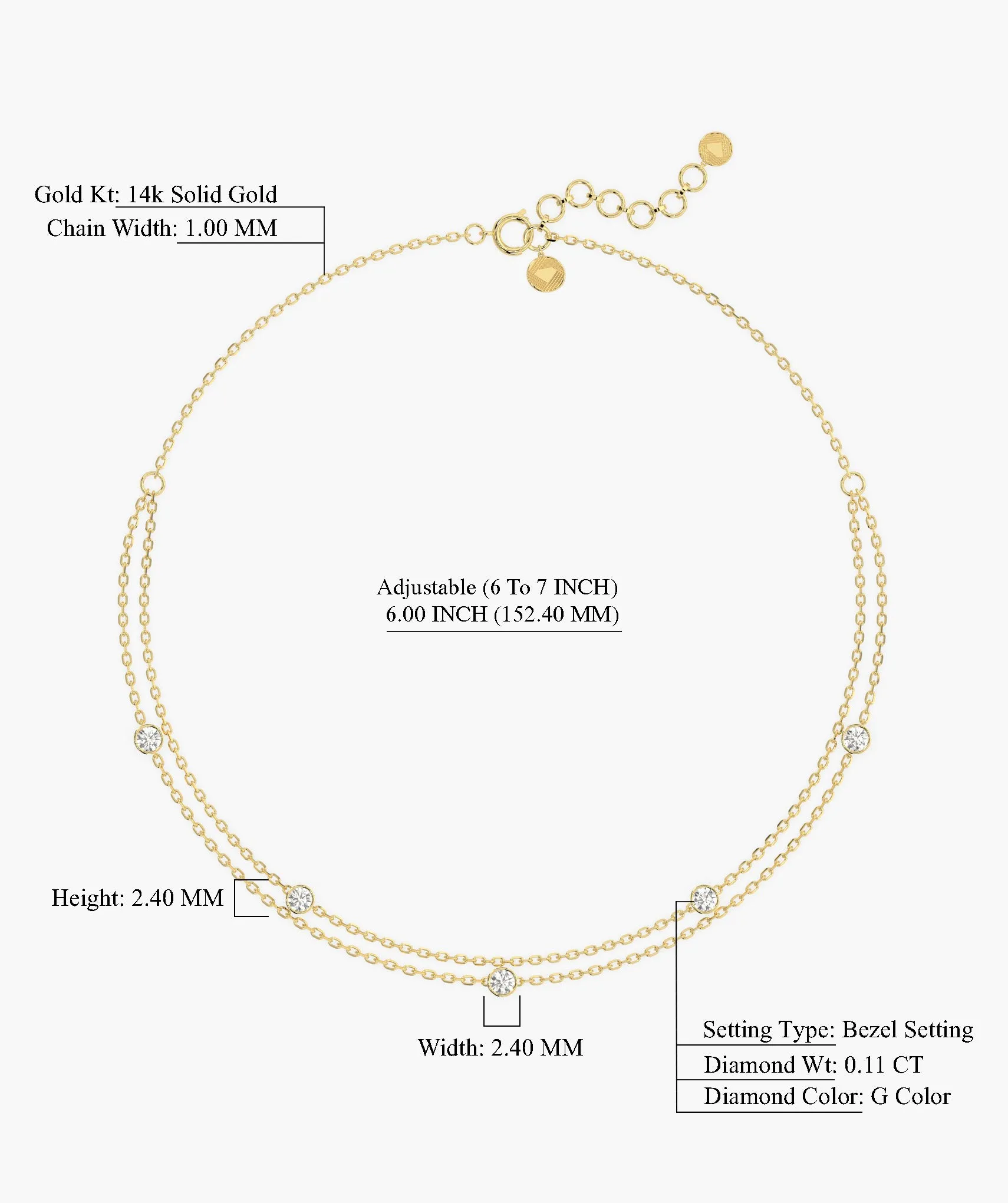 Minimalist Diamond Charm Bracelet