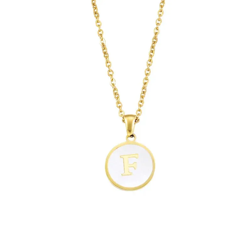 Minimalist Initial Enamel White A-Z Pendant Letter Alphabet Personalize Pendant Necklace for Women Men Jewelry Gift