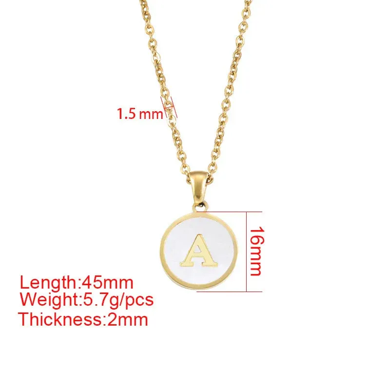 Minimalist Initial Enamel White A-Z Pendant Letter Alphabet Personalize Pendant Necklace for Women Men Jewelry Gift