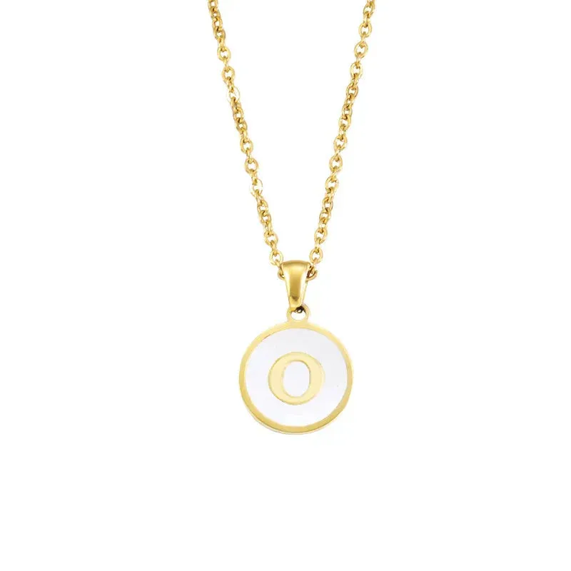 Minimalist Initial Enamel White A-Z Pendant Letter Alphabet Personalize Pendant Necklace for Women Men Jewelry Gift