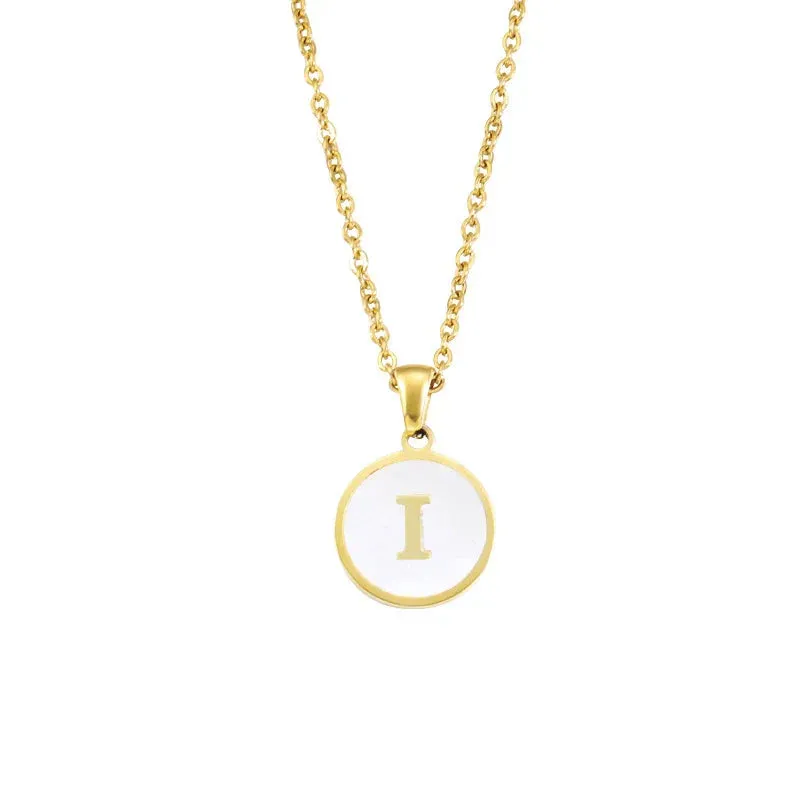 Minimalist Initial Enamel White A-Z Pendant Letter Alphabet Personalize Pendant Necklace for Women Men Jewelry Gift