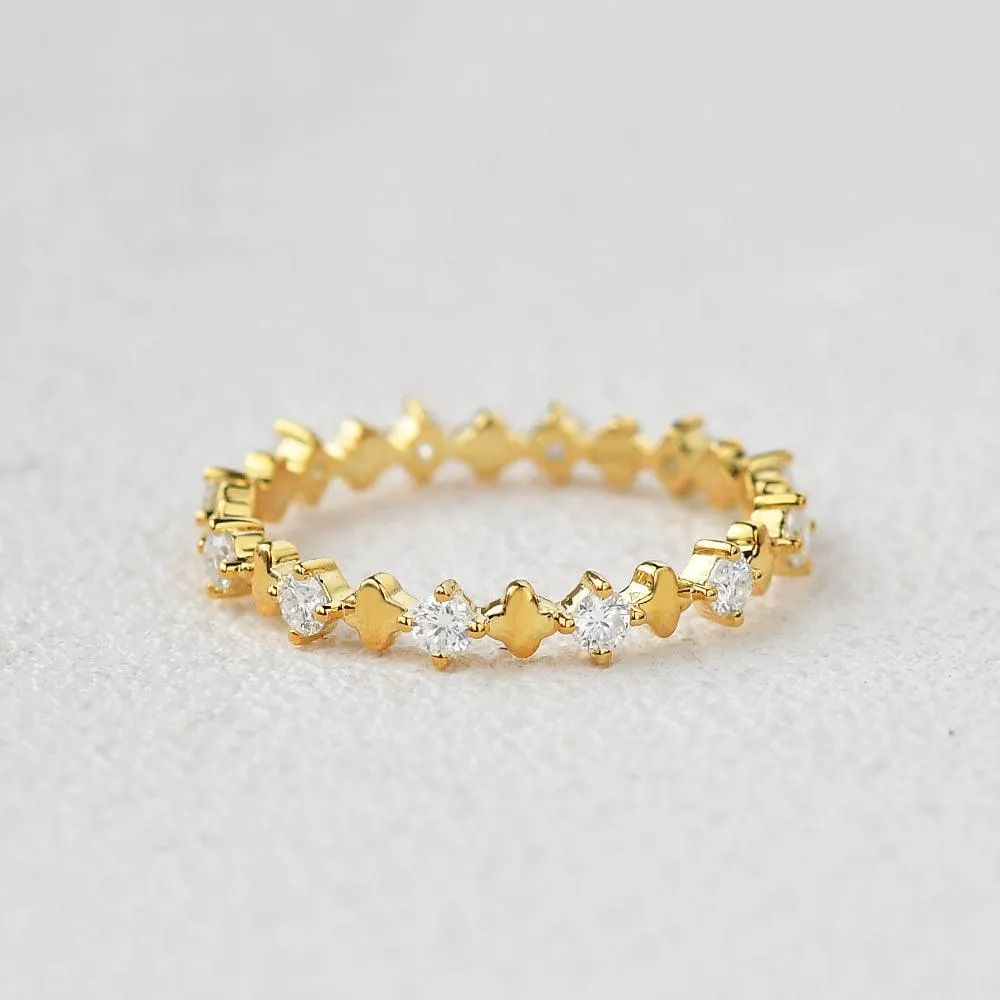 Moissanite Cluster Rose Gold Band