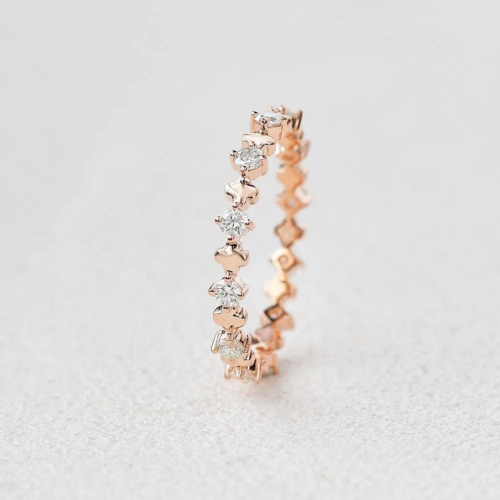 Moissanite Cluster Rose Gold Band
