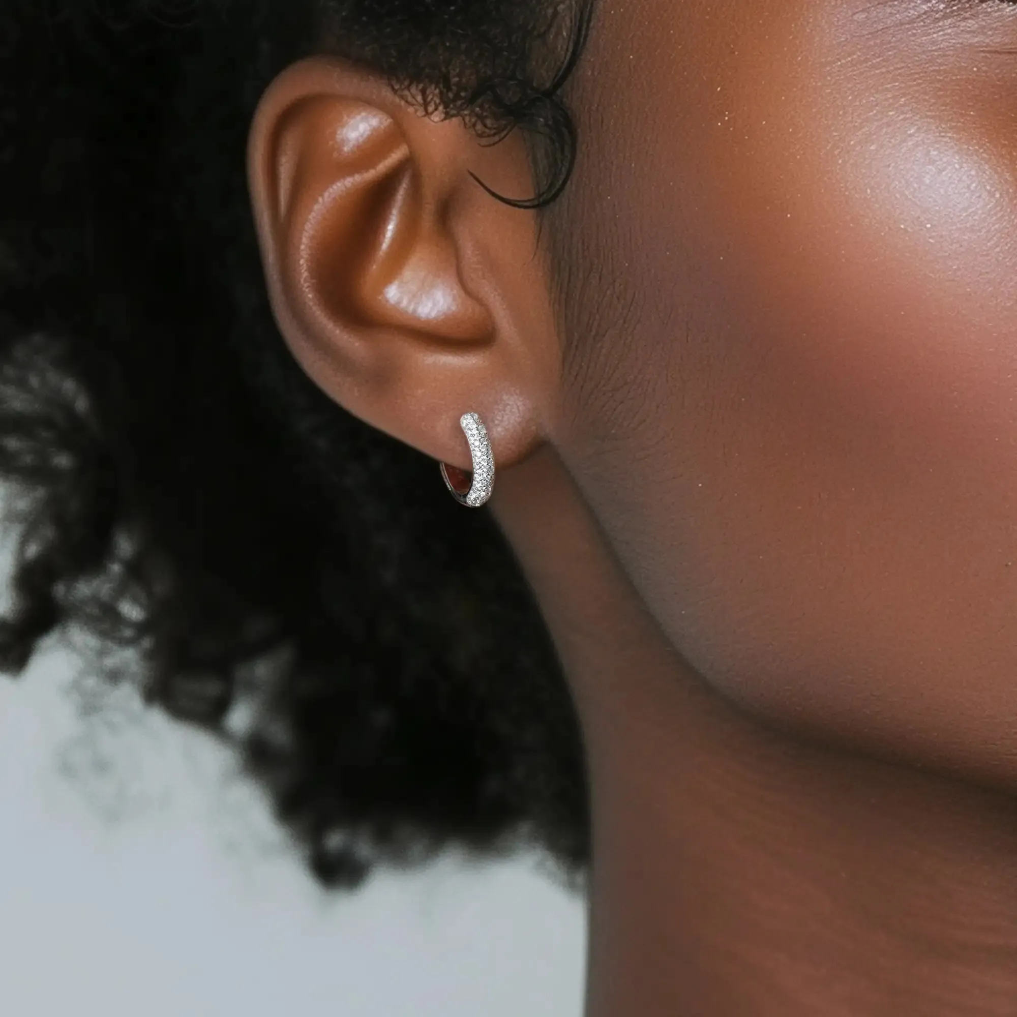 Moissanite Round Paved Hoop Earrings