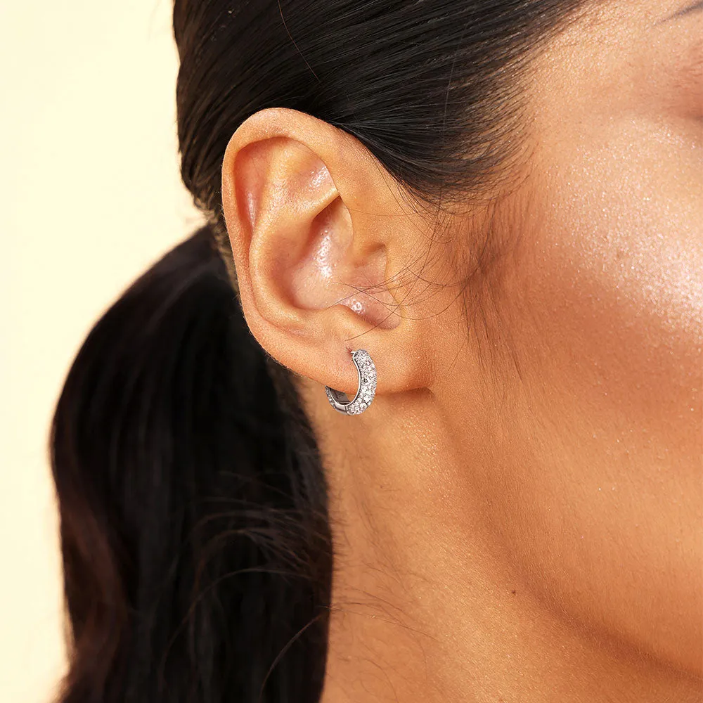 Moissanite Round Paved Hoop Earrings