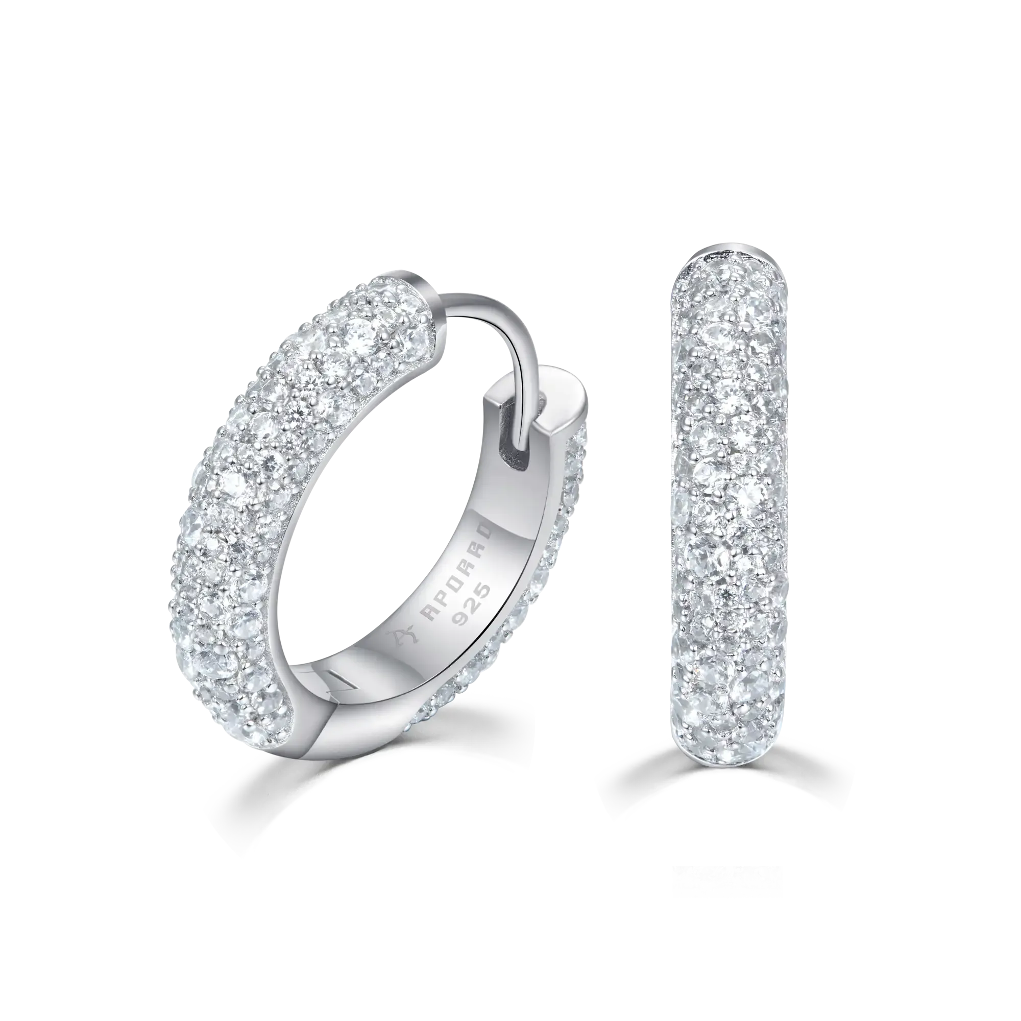 Moissanite Round Paved Hoop Earrings
