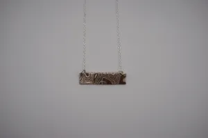 Mokume Gane Bar Necklace: Silver, Copper, and Shibuichi, Cable Chain